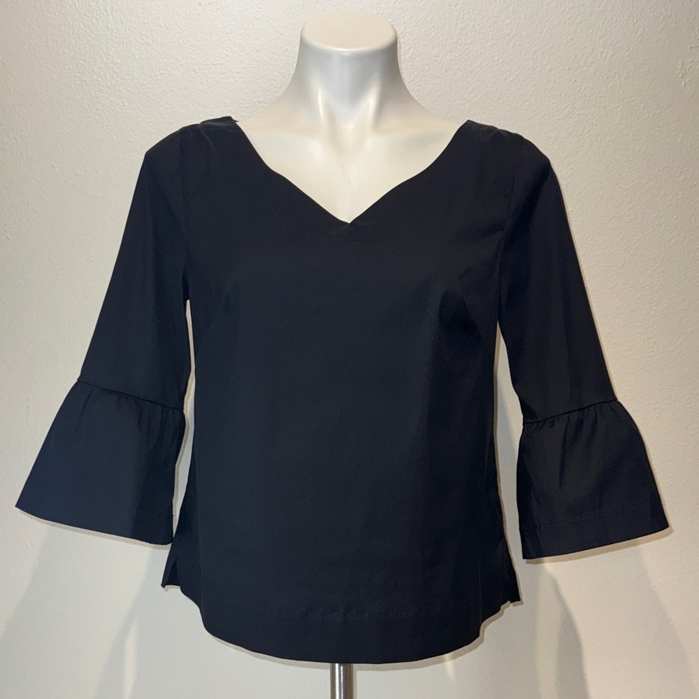 White House Black Market Black Bell Sleeve Blouse
